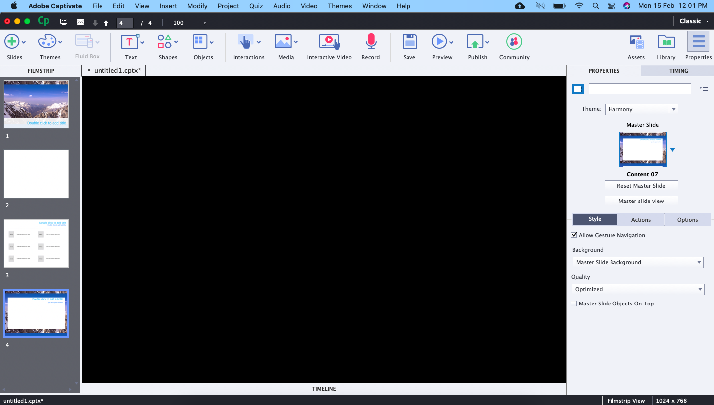 Adobe captivate main screen | eLearning