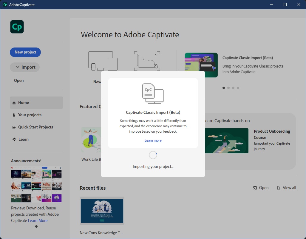 Captivate Classic Import (Beta) not working Captivate Classic Import (Beta) not working
